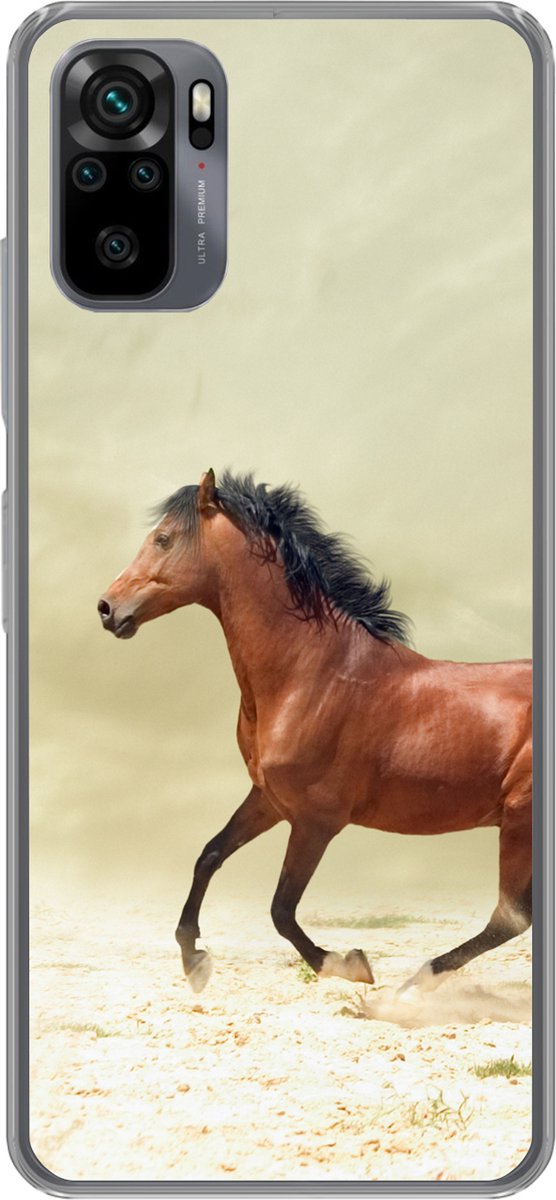 Telefoonhoesje Geschikt voor Xiaomi Geschikt voor Redmi Note 10S hoesje - Paard - Stof - Zand - Siliconen Telefoonhoesje Telefoonhoesje