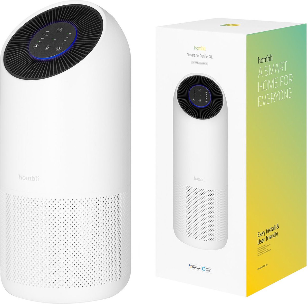 Hombli Smart Air Purifier XL – Luchtreiniger – HEPA 13 Filter en Actieve Koolstoffilter – Wifi - Bediening via App – Spraakbesturing met Google, Alexa en Siri — afbeelding 6