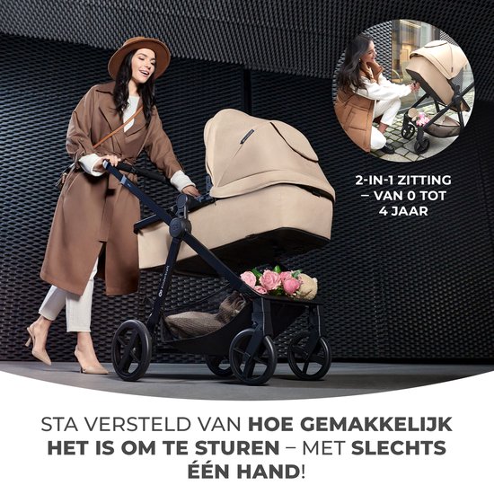 Kinderkraft NEWLY - Kinderwagenset 4in1 - Autostoel I-size met basis - Zwart van Kinderkraft — afbeelding 5
