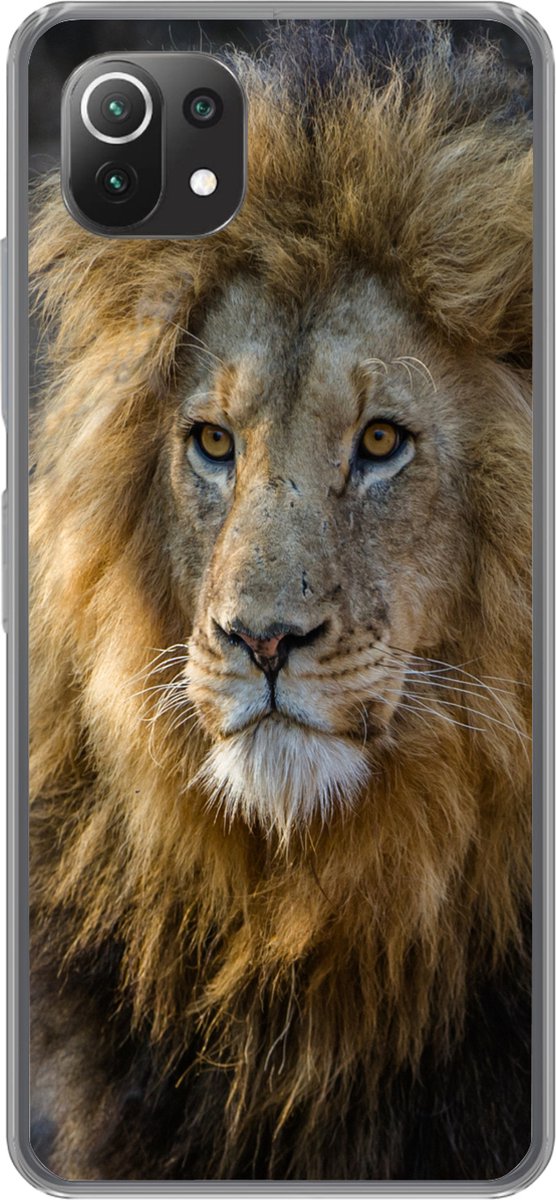 Telefoonhoesje Geschikt voor Xiaomi Mi 11 Lite hoesje - Leeuw - Portret - Wild - Siliconen Telefoonhoesje Telefoonhoesje