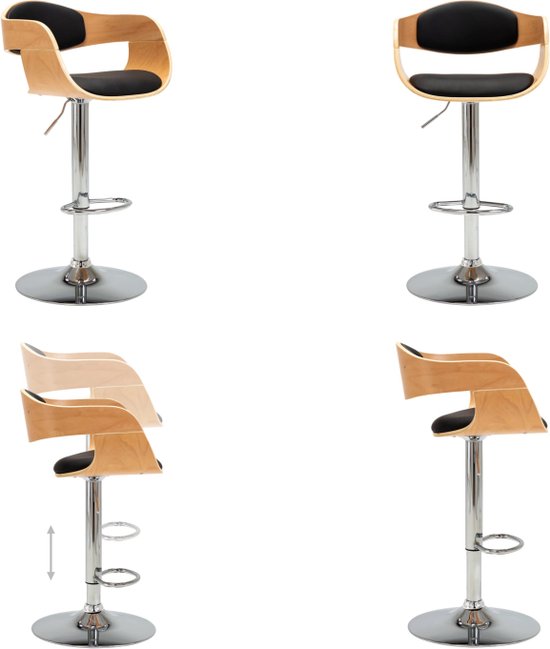 vidaXL 2x Barkruk met Rugleuning Leer Bar Kruk Barstoel Stoel Zitting Krukken