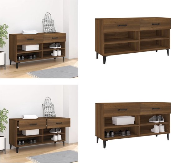 vidaXL Schoenenkast 60x35x70 cm bewerkt hout artisanaal eikenkleur, opbergrek voor schoenen, opbergstellage voor schoenen, schoenenordener vidaXL Schoenenkast 60x35x70 cm bewerkt hout artisanaal eikenkleur, opbergrek voor schoenen, opbergstellage voor schoenen, schoenenordener