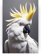 Kaketoe - Natuur muurdecoratie - Schilderij vogel - Schilderij vintage - Canvas schilderijen - Slaapkamer accessoires - 50 x 70 cm 18mm