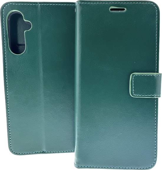 Étui Bookcase Portefeuille + Lot de 2 Glas Adapté à : Samsung Galaxy A14 - 4G & 5G - Vert