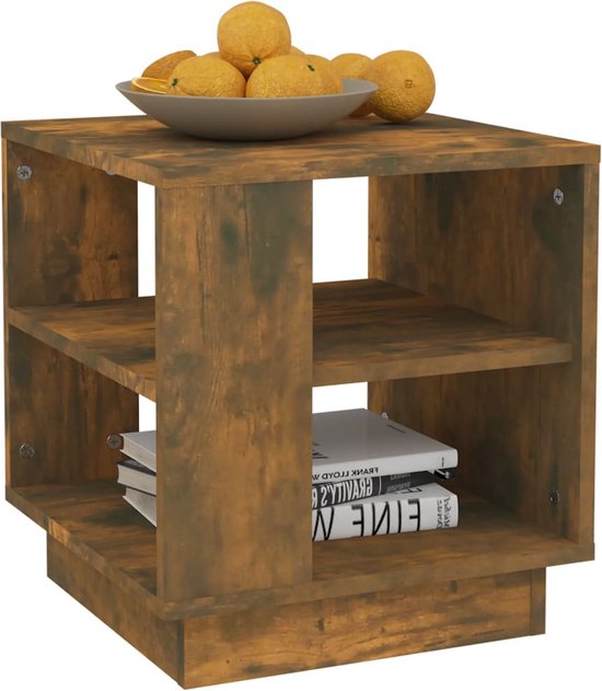Salontafel 40x40x43 cm bewerkt hout bruin eikenkleur