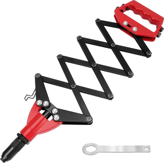 Belle Vous Zware Kwaliteit Popnagel Tang met 5 Uitwisselbare Rivet Kopstukken - Geschikt voor 3,2-6,4 mm Aluminium Stalen Rivetten - Uittrekbare Professionele Single-Pull Action Popnagel Tang