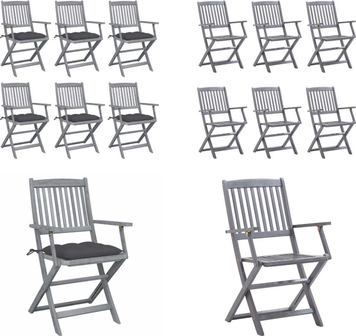 VidaXL Tuinstoelen 6 st inklapbaar met kussens massief acaciahout Tuinstoel Tuinstoelen Tuin Stoel Tuin Stoelen
