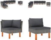 vidaXL 9-delige Loungeset poly rattan en eucalyptushout grijs - Tuinstoel - Tuinstoelen - Loungestoel - Loungestoelen