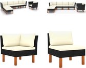 vidaXL 7-delige Loungeset poly rattan en eucalyptushout zwart - Tuinstoel - Tuinstoelen - Loungestoel - Loungestoelen