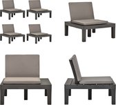 vidaXL Loungestoelen 4 st met kussens kunststof antraciet - Tuinloungestoel - Tuinloungestoelen - Tuinstoel - Tuinstoelen