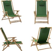 vidaXL Relaxstoel verstelbaar bamboe en stof groen - Relaxstoel - Relaxstoelen - Klapstoel - Klapstoelen