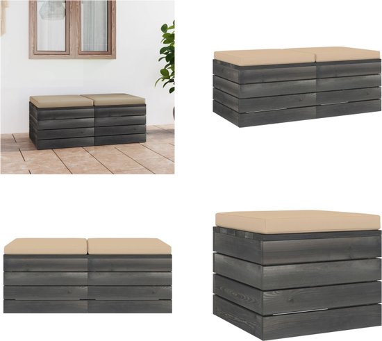 vidaXL Tuinkrukjes 2 st met kussens 40x40x42 cm massief acaciahout