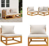 vidaXL Ensemble de salon 2 pièces avec coussins Bois d'acacia massif - Canapé de salon - Canapés lounge - Ensemble de salon - Ensemble de jardin