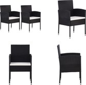 vidaXL Chaises de jardin 2 pcs Poly rotin Noir - Chaise de jardin - Chaises de jardin - Chaise d'extérieur - Chaises d'extérieur
