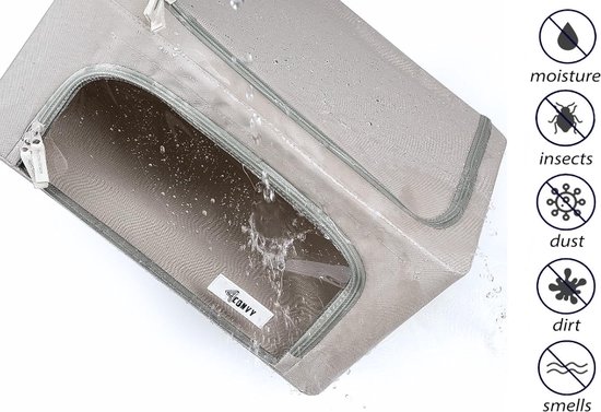 4CONVY Starre opvouwbare kledingopbergbox met ritssluiting, opbergtas voor dekbedden, kleding, beddengoed, opbergdoos voor kleding – kledingdoos (Donkergrijs, 3x66L