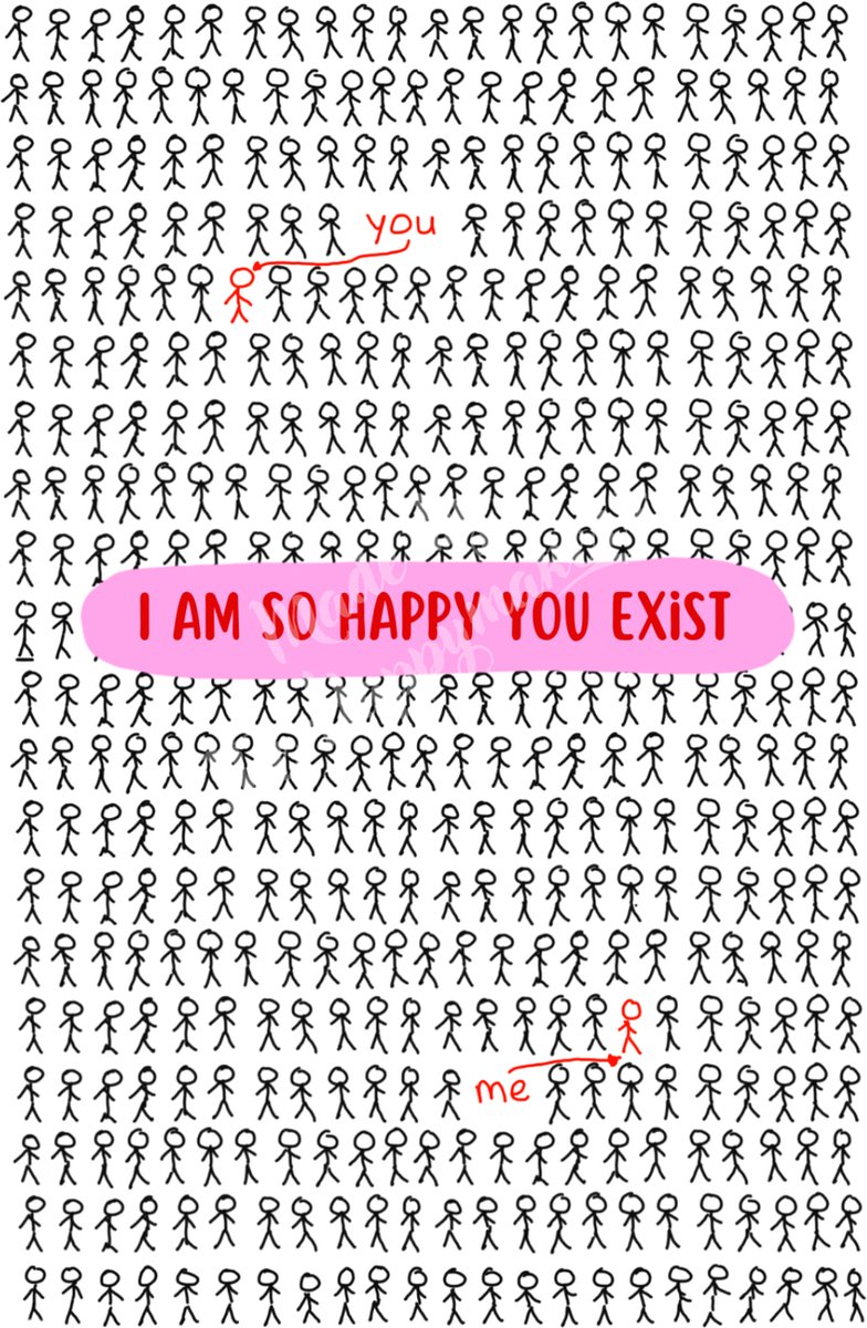 Kaart A6 ''I am so happy you exist'' valentijn, valentines day, liefde, vriendschap, wenskaart