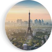 Artaza Forex Muurcirkel Skyline Van Parijs Met De Eiffeltoren - 60x60 cm - Wandbord - Wandcirkel - Rond Schilderij - Wanddecoratie Cirkel