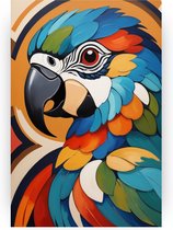 Papegaai kunst poster - Vogel poster - Wanddecoratie papegaai - Muurdecoratie klassiek - Woonkamer posters - Muur kunst - 80 x 120 cm
