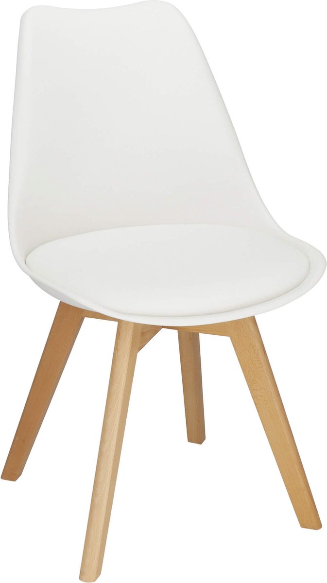 Springos Eetkamerstoel - Gestoffeerd - Wit- 82 x 44,5 x 41 CM
