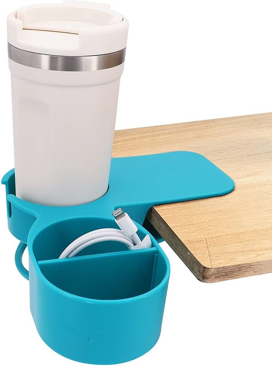 Drinkbekerhouder Clip Verbeterde versie van de creatieve kantoorbekerhouder Thuis Auto Kantoor Tafel Bureaustoel Randen Bekerhouder voor waterdrank Frisdrank Koffiekopjes (blauw)
