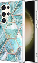 Coverup Marble Design TPU Back Cover - Geschikt voor Samsung Galaxy S24 Ultra Hoesje - Blauw
