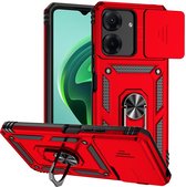 Coverup Ring Kickstand Back Cover met Camera Shield - Geschikt voor Xiaomi Redmi 13C / Poco C65 Hoesje - Rood