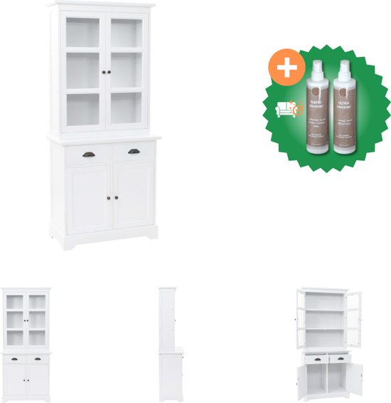 COSTWAY Dressoir van grenenhout, buffetkast modern met 3 deuren, 6 vakken en 4 poten, vrijstaande accentkast voor woonkamer en slaapkamer (wit natuur
