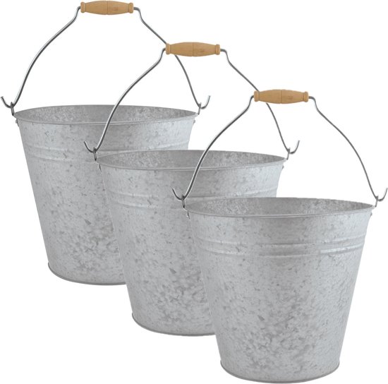Zinken emmer/bloempot/plantenpot 9,5 liter - Tuindecoratie - Bloememmer/bloembak/plantenbak - Decoratie emmer - Esschert Design
