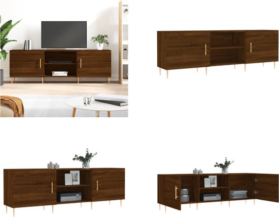 Foto: Vidaxl tv meubel 150x30x50 cm bewerkt hout bruineikenkleurig tv meubel tv meubelen tv kast opbergkast