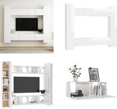 vidaXL 8-delige Tv-meubelset spaanplaat hoogglans wit - Tv-meubelset - Tv-meubelsets - Tv Meubelset - Tv Meubelsets