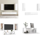 vidaXL 4-delige Tv-meubelset spaanplaat hoogglans wit - Tv-meubelset - Tv-meubelsets - Tv Meubelset - Tv Meubelsets