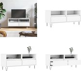 vidaXL Tv-meubel 100x34-5x44-5 cm bewerkt hout wit - Tv-meubel - Tv-meubelen - Tv Kast - Opbergkast