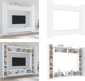 vidaXL 8-delige Tv-meubelset bewerkt hout wit - Tv-kast - Tv-kasten - Tv-meubel - Hifi-meubel