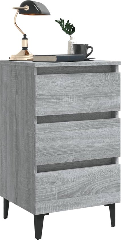 vidaXL Table de chevet avec pieds en métal 40x35x69 cm Chêne Sonoma gris - Table de chevet - Tables de chevet - Armoire de chevet - Armoire d'appoint