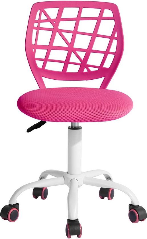 Bureaustoel bureaustoel in hoogte verstelbare stoffen zitting ergonomische werkstoel zonder armleuning roze