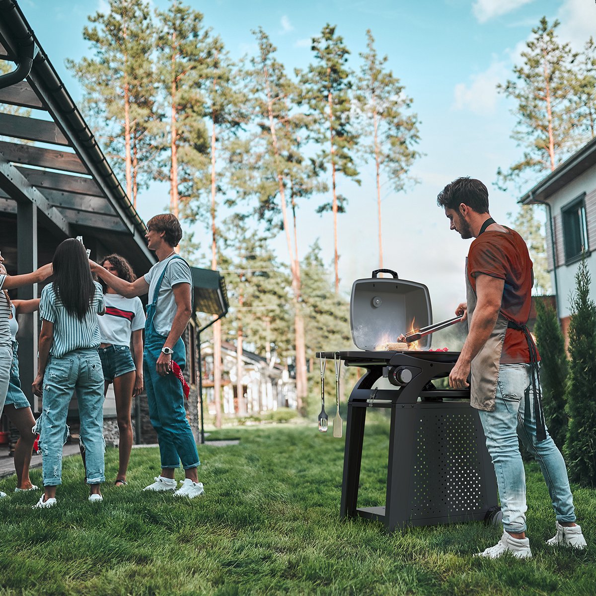 KitchenBrothers Gas BBQ - Staand en Tafelmodel Barbecue - 2 Branders - PFAS Vrij - Tafelbarbecue - Anti-aanbaklaag - 37x48 cm Grilloppervlak - Zwart – foto 6