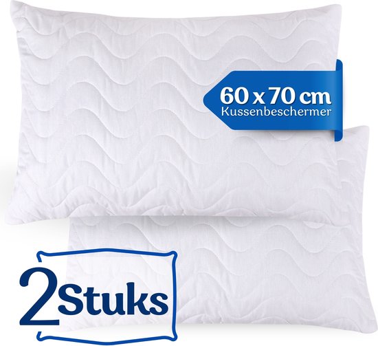 Tavas Set de 2 Protections pour coussin oreillers 60 x 70 cm - Protège-oreillers rembourrés imperméables - Taies d'oreiller Molton