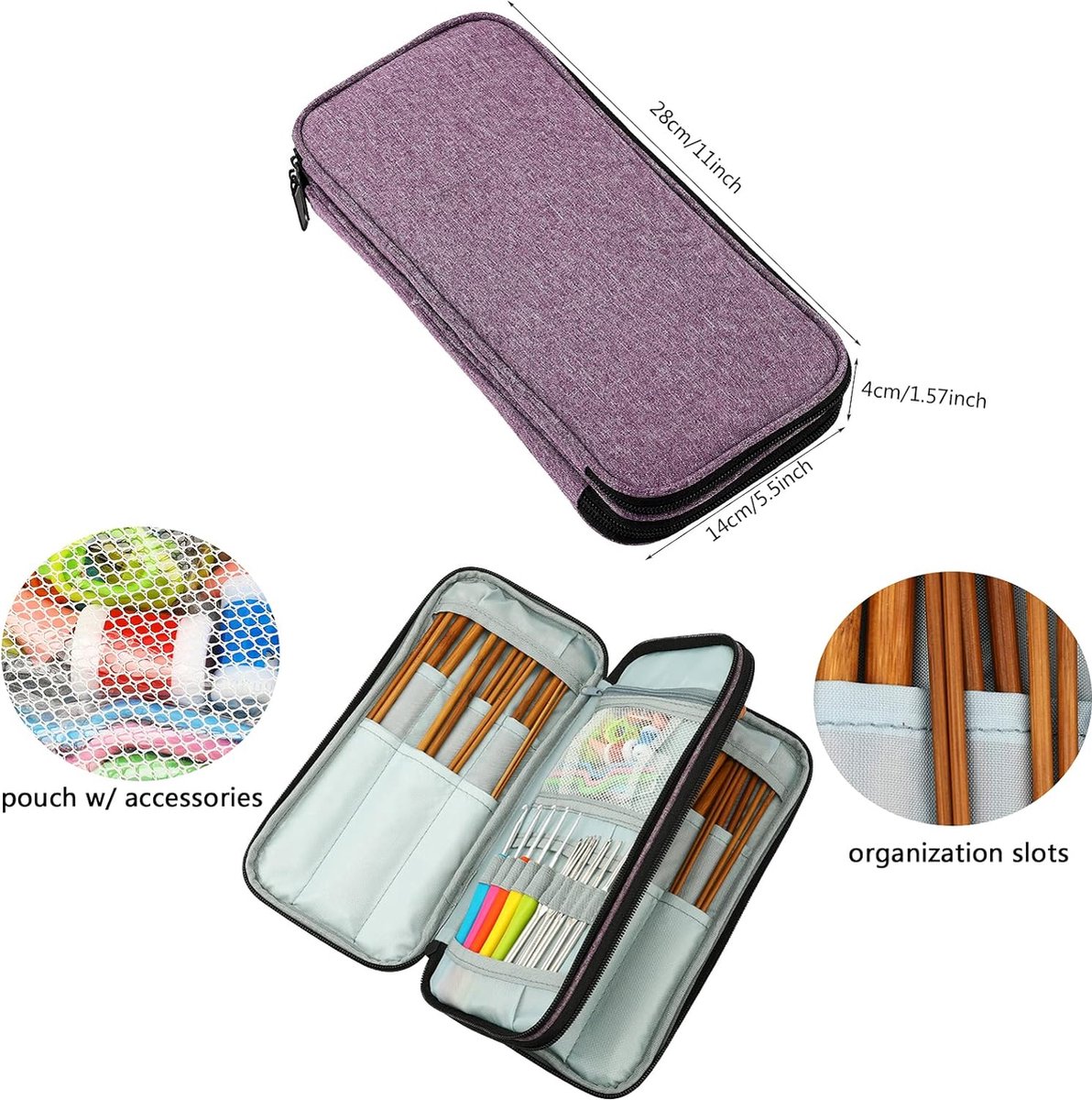 36 stuks 24 5 cm bamboe breinaaldenset en 17 stuks ergonomische haaknaalden set met opbergkoffer Bah breigoebehoren en accessoires voor beginners