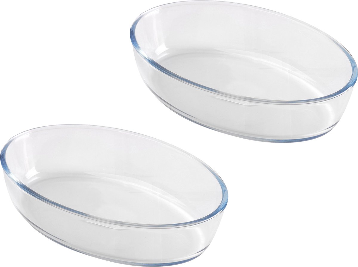 Chef Traiteur Ovenschaal van borosilicaat glas - 2x - ovaal - 1.6 Liter - 26 x 18 x 6 cm
