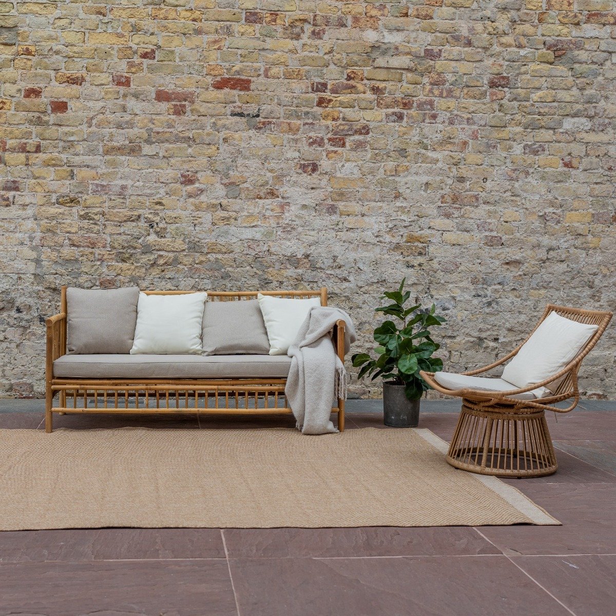 Jute buitenkleed Naturel Border - 240 x 340 cm - (XL)