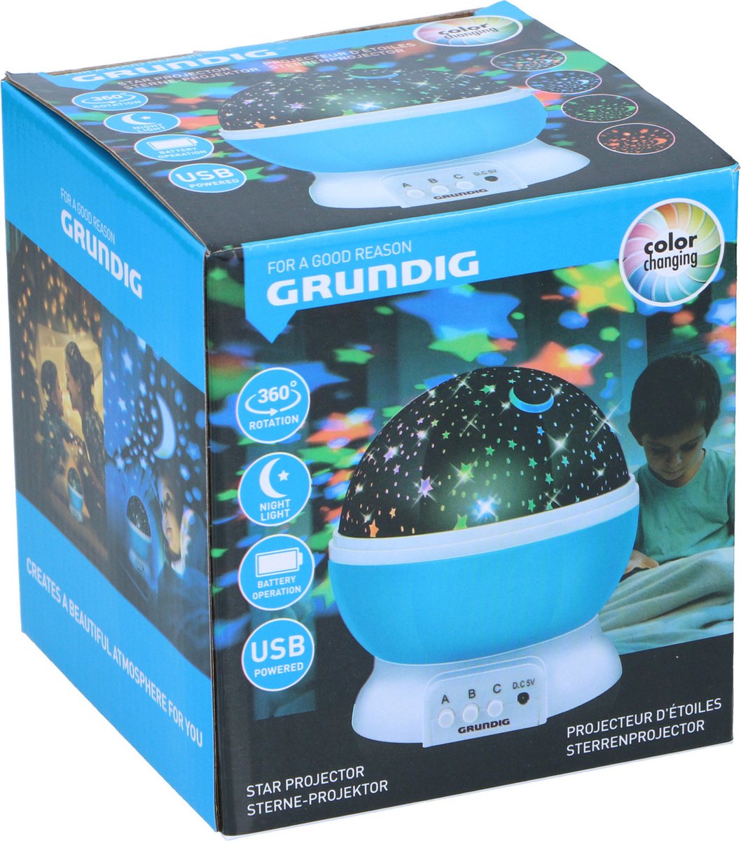 Grundig Nachtlamp sterren projector - 3 standen - 360 graden - galaxy projector sterrenhemel - blauw – foto 8