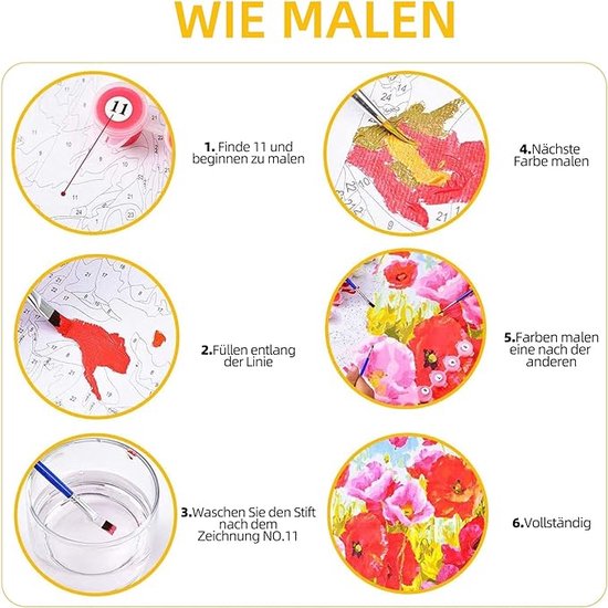Peinture par Numero 6 stuks Schilderen op nummer voor