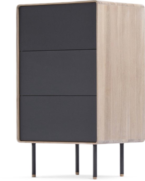 Gazzda Fina drawer houten ladekast linoleum nero whitewash - 60 x 100 cm