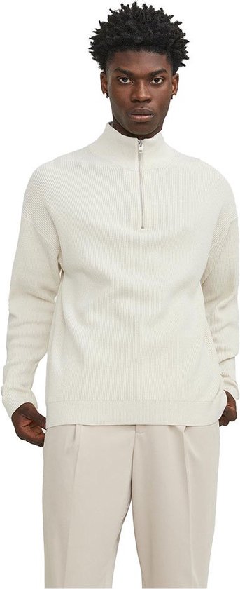 Jack & Jones Trui JJePerfect Zip Knit Crockery | STOUT! Jeans