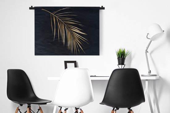 Tapisserie - Toile murale - Plantes - Or - Zwart - Feuilles - Luxe - 90x67,5 cm - Tapisserie