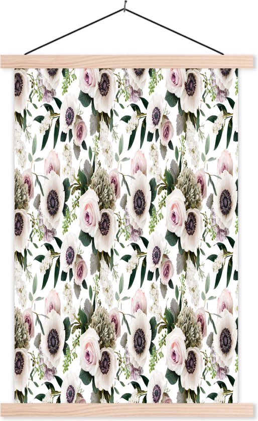 Porte-affiche avec affiche - Affiche scolaire - Fleurs - Roses - Motif - 40x60 cm - Lattes vierges