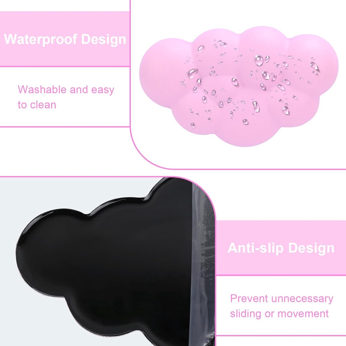 FAIRYCLOUD Wolk muis polssteun traagschuim voering, armsteun toetsenbord en muis palmsteun met polyurethaan (PU) oppervlaktemateriaal is zacht, ademend en comfortabel (blauw, kort FAIRYCLOUD Wolk muis polssteun traagschuim voering, armsteun toetsenbord en muis palmsteun met polyurethaan (PU) oppervlaktemateriaal is zacht, ademend en comfortabel (blauw, kort