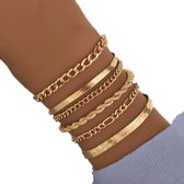 Bracelet dames acier doré - Ensemble de bracelets dames - Ensembles de bracelets - Bracelet doré acier inoxydable - Bracelets Goud dames - Set 6 pièces - Acier Goud