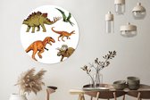 Wandcirkel kids - Kinder decoratie - Dinosaurus - Tekening - Kinderen - Jongens - Meiden - Schilderij kinderkamer - Muurcirkel kinderkamer - ⌀ 120 cm - Kunststof
