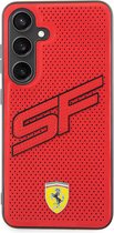 Ferrari Backcase hoesje geschikt voor Samsung Galaxy S24 - Effen Rood - Kunstleer